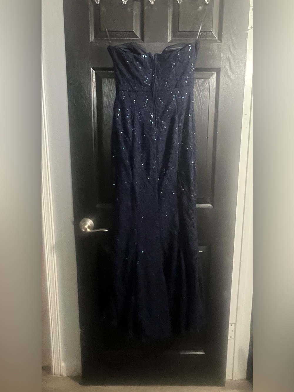 Navy Sequin Evening Gown